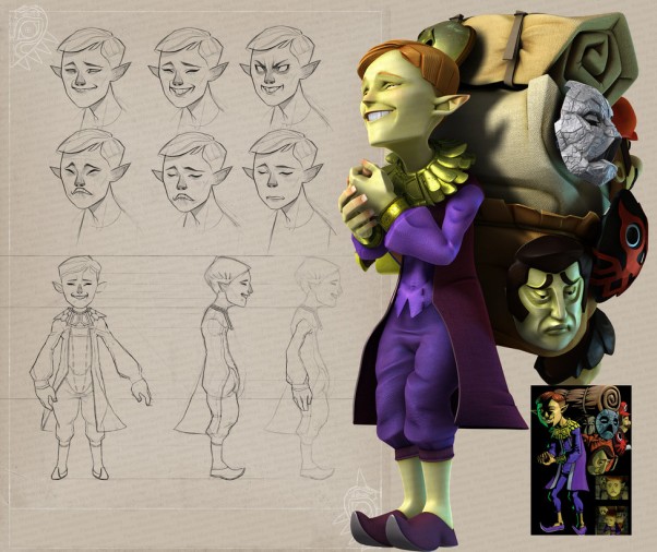 Sketchwork du vendeur de masque de Zelda Majora's Mask