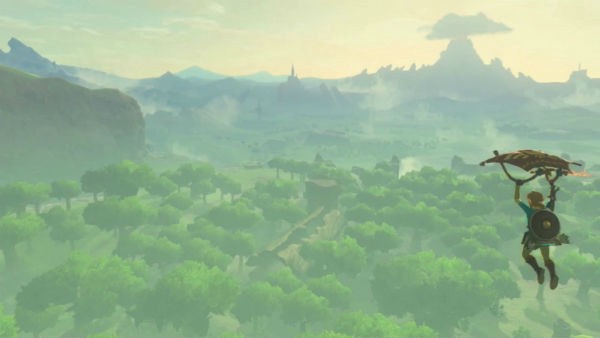 Link faisant de la paravoile dans Breath of the Wild