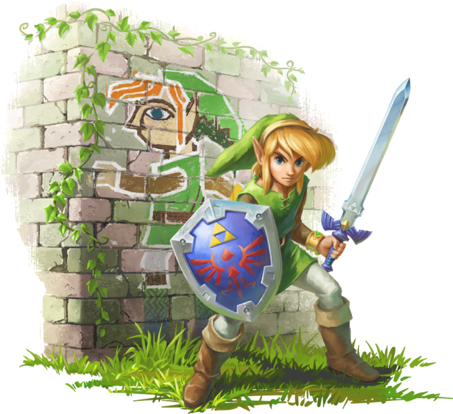 Link et sa version fresque (Artwork - Link - A Link Between Worlds)