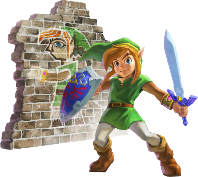 Link et sa version fresque (Artwork - Link - A Link Between Worlds)