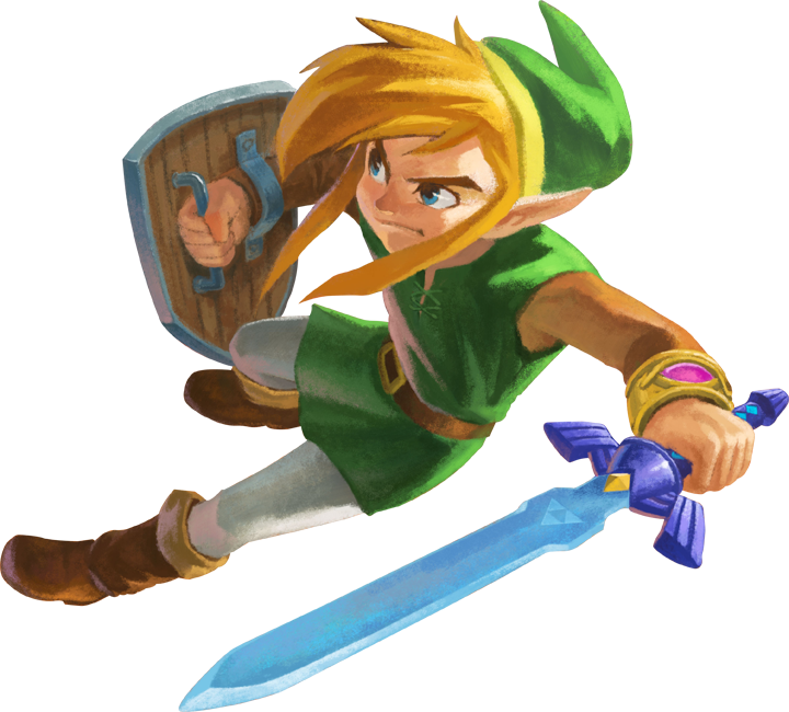 Link esquivant un ennemi (Artwork - Link - A Link Between Worlds)