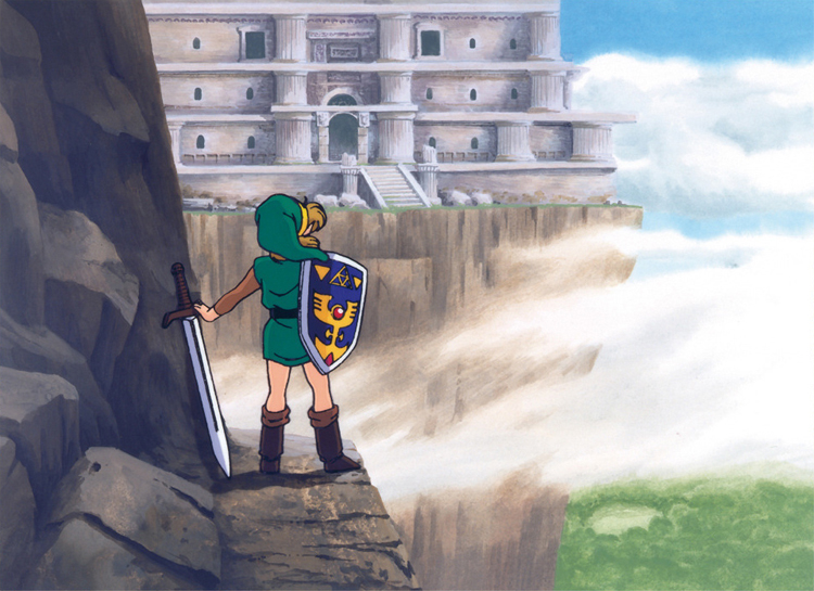 Link regardant la Tour d’Hera (Artwork - Illustrations - A Link to the Past)