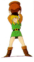 Link soulevant un pot (Artwork - Artworks de Link - A Link to the Past)