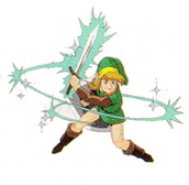 Link préparant une attaque circulaire (Artwork - Artworks de Link - A Link to the Past)