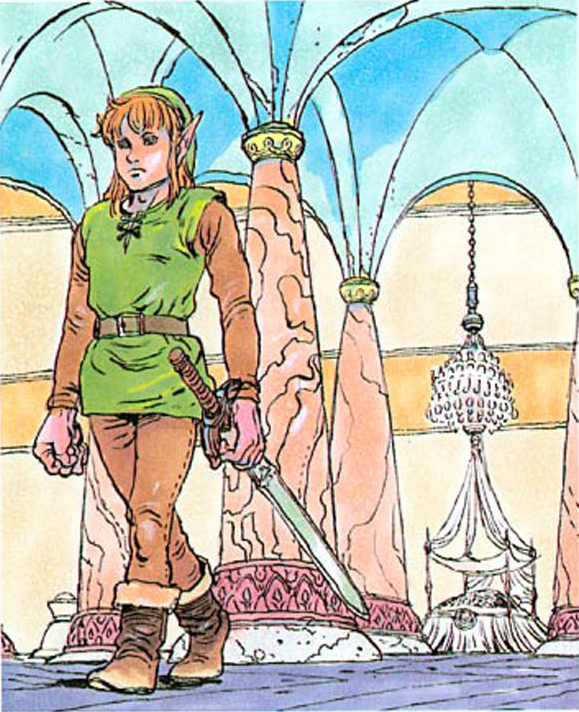 Link quittant la princesse Zelda endormie (Artwork - Illustrations - Zelda II: The Adventure of Link)