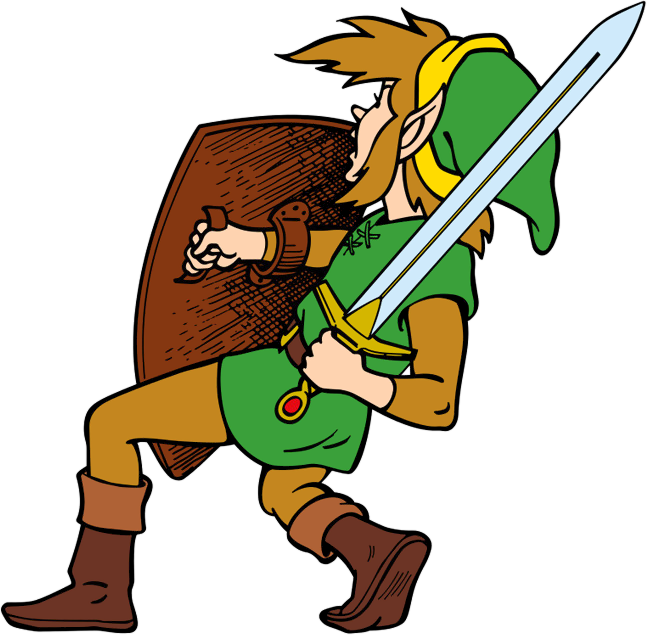 Link parant une attaque (Artwork - Link - Zelda II: The Adventure of Link)