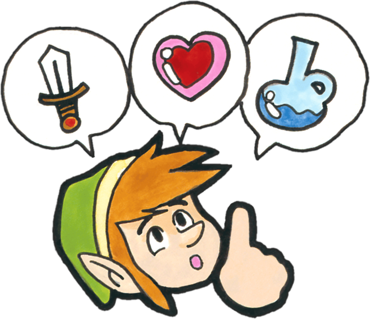 Link pouvant améliorer ses compétenses (Artwork - Link - Zelda II: The Adventure of Link)