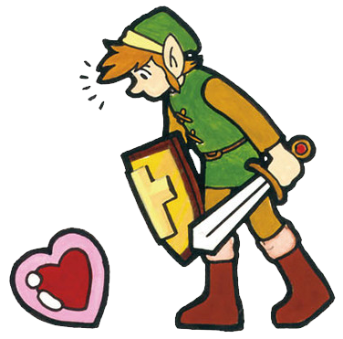 Link trouvant un réceptacle de coeur (Artwork - Link - Zelda II: The Adventure of Link)