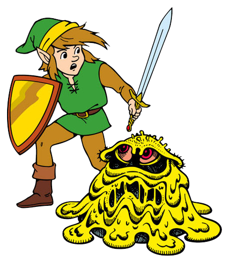 Link avec un ennemi (Artwork - Link - Zelda II: The Adventure of Link)