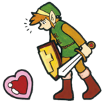 Link trouvant un réceptacle de coeur