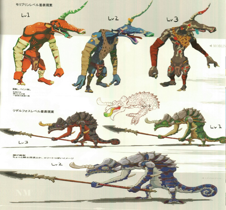 Concept Art de Moblin et de Lizalfos (Artwork - Concept Arts - Breath of the Wild)