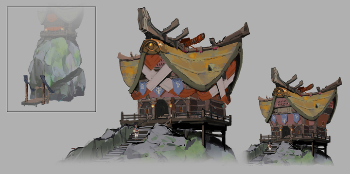 Concept Art d’une maison du village Cocorico (Artwork - Concept Arts - Breath of the Wild)