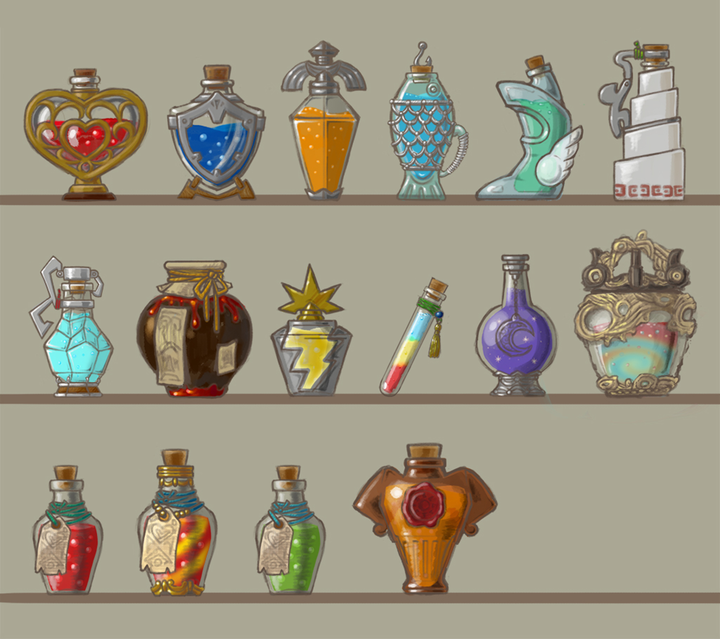 Concept Art de potions (Artwork - Concept Arts - Breath of the Wild)