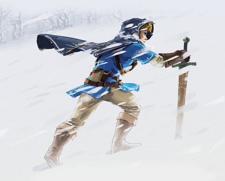 Link dans une tempête de neige (Artwork - Illustrations - Breath of the Wild)