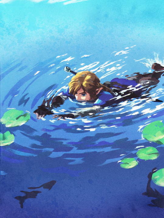 Link nageant (Artwork - Illustrations - Breath of the Wild)