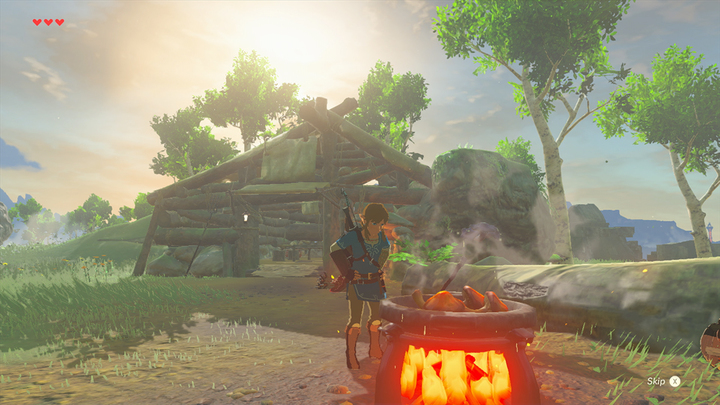 Link cuisinant à côté de la cabane du vieil homme (Screenshot - Screenshots de l’E3 2016- Breath of the Wild)