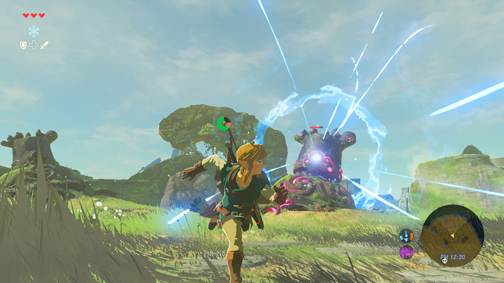 Link fuyant un gardien près du sanctuaire de Ja’Bashif (Screenshot - Screenshots de l’E3 2016- Breath of the Wild)