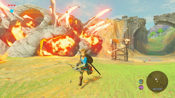 Link faisant exploser un camp de Bokoblin (Screenshot - Screenshots de l’E3 2016- Breath of the Wild)