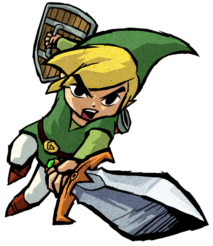 Link vert attaquant à l’épée (Artwork - Artworks de Link - Four Swords Adventures)