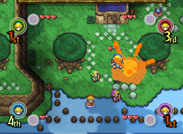 Petite explosion au Lac Hylia (Screenshot - Four Swords Adventures)