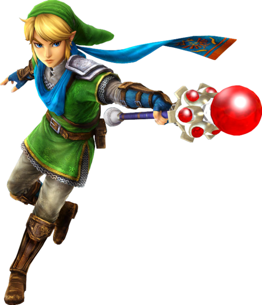 Link attaquant avec la baguette de feu (Artwork - Artworks de Link - Hyrule Warriors)