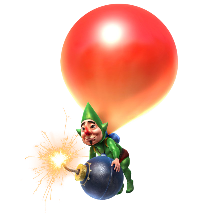 Tingle tenant une bombe suspendu à un ballon (Artwork - Autres personnages - Hyrule Warriors)