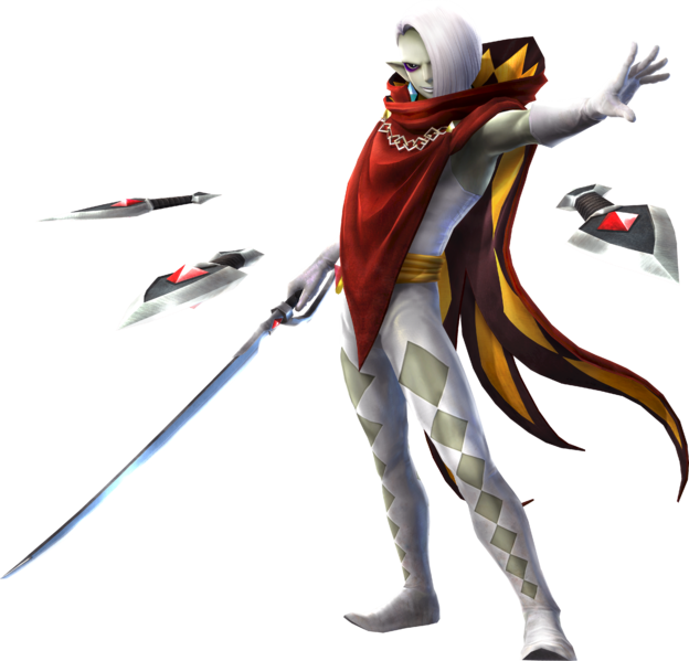 Ghirahim attaquant avec l’épée démoniaque (Artwork - Autres personnages - Hyrule Warriors)