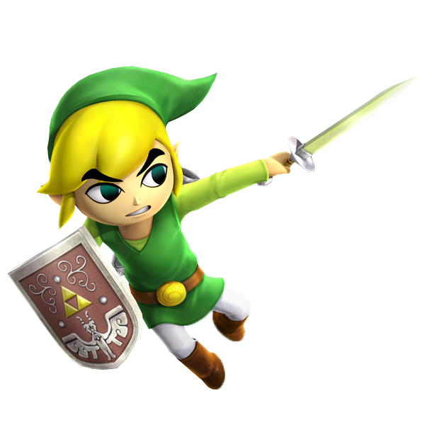 Link Cartoon attaquant à l’épée (Artwork - Artworks de Link - Hyrule Warriors)