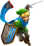 Link dans la tenue du héros attaquant à l’épée à une main