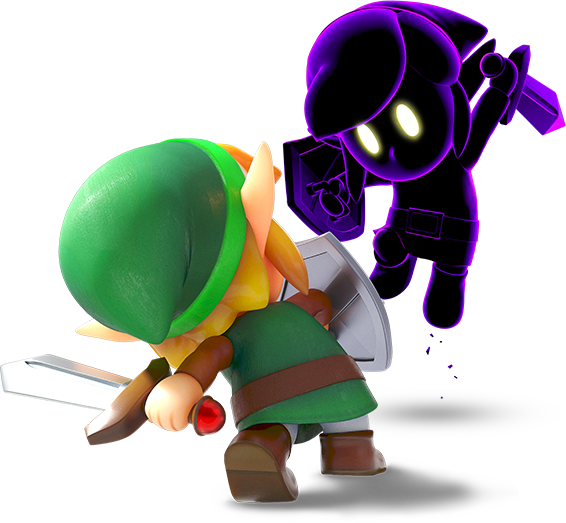 Link combattant Dark Link (Artwork - Personnages de Link's Awakening sur Nintendo Switch - Link’s Awakening)