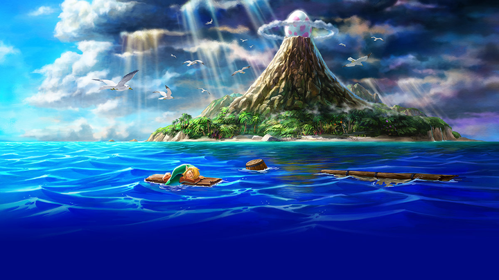 Link échoué près de Cocolint (Artwork - Illustrations - Link’s Awakening)