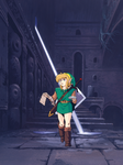 Link explorant un temple