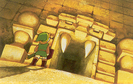 Link devant l'entrée d'un donjon (Artwork - Illustration - The Legend of Zelda)