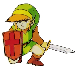 Link accroupi avec son bouclier (Artwork - Link - The Legend of Zelda)