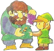 Link achetant quelque chose à un marchand (Artwork - Link - The Legend of Zelda)