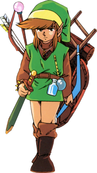 Link avec tous ses items (Artwork - Link - The Legend of Zelda)