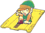 Link sur une disquette Famicon (Artwork - Link - The Legend of Zelda)