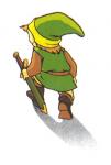 Link accroupi de dos