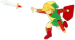 Link lançant une épée