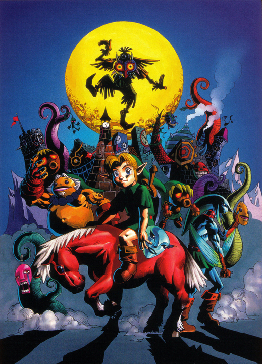 Skull Kid, Epona, Link et ses différentes transformation (Artwork - Illustrations - Majora’s Mask)