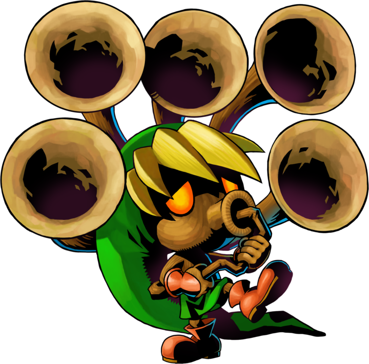 Link Mojo jouant de la trompe (Artwork - Link - Majora’s Mask)