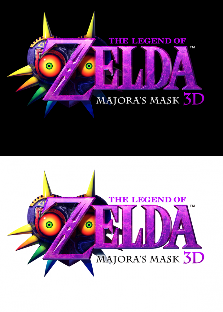 Logo de Majora’s Mask, sur Nintendo 3DS, sur fond blanc et sur fond noir (Image diverse - Logos - Majora’s Mask)