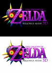 Logo de Majora’s Mask, sur Nintendo 3DS, sur fond blanc et sur fond noir