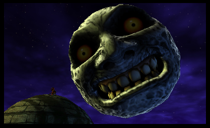La lune menaçant de s’écraser (Screenshot - Screenshots de la version 3DS- Majora’s Mask)