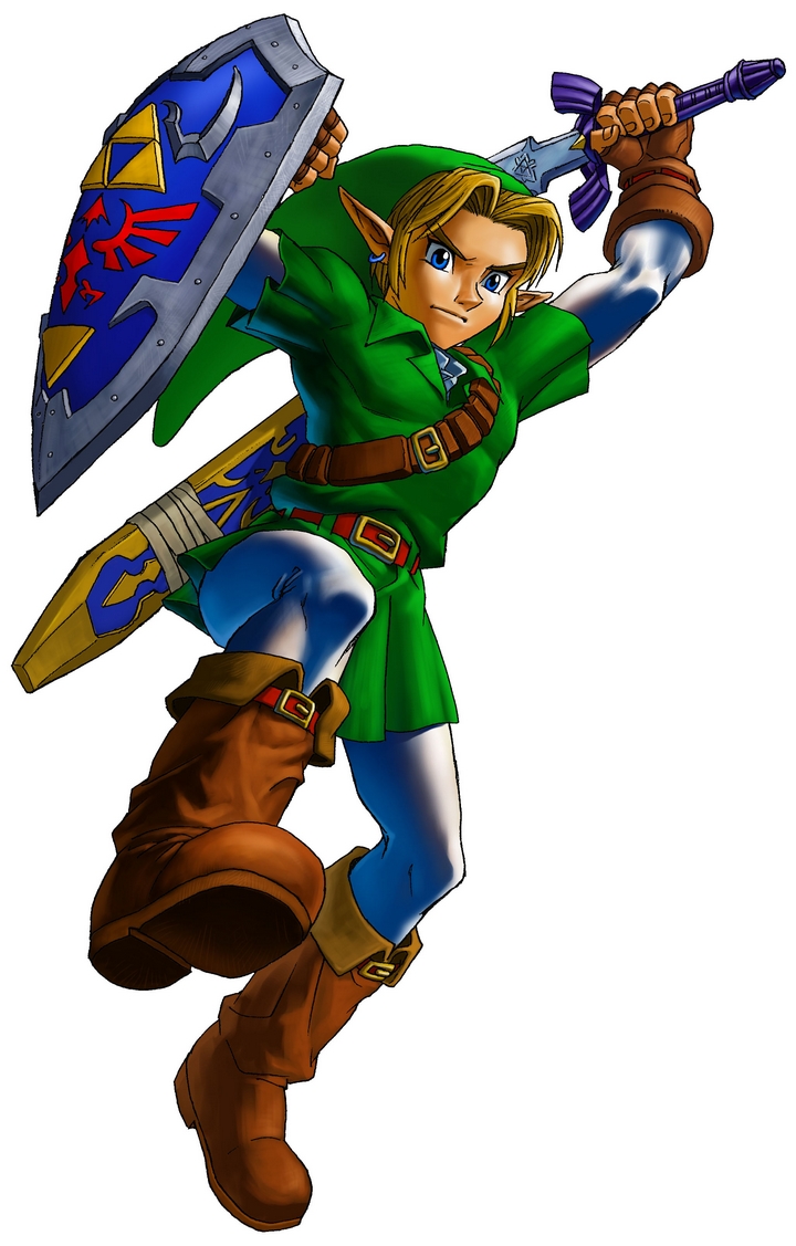 Link adulte faisant une attaque sautée (Artwork - Personnages - Ocarina of Time)