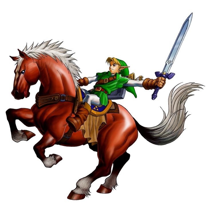 Link adulte chevauchant Epona (Artwork - Personnages - Ocarina of Time)