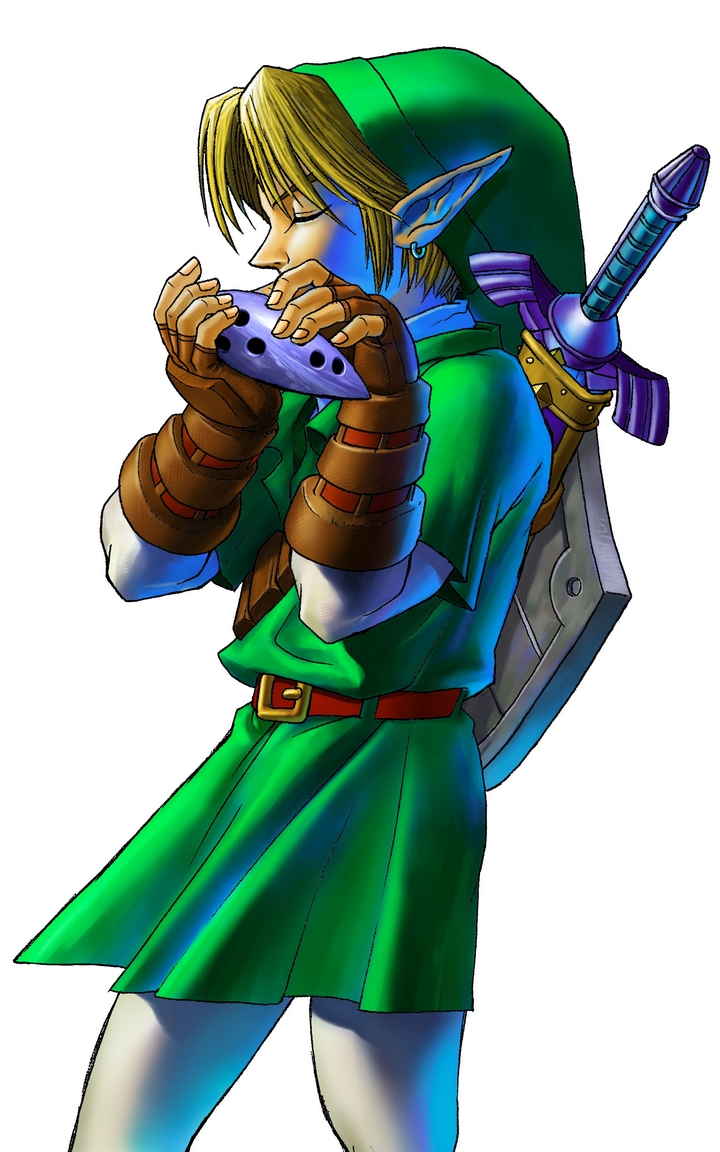 Link adulte jouant de l'Ocarina du Temps (Artwork - Personnages - Ocarina of Time)