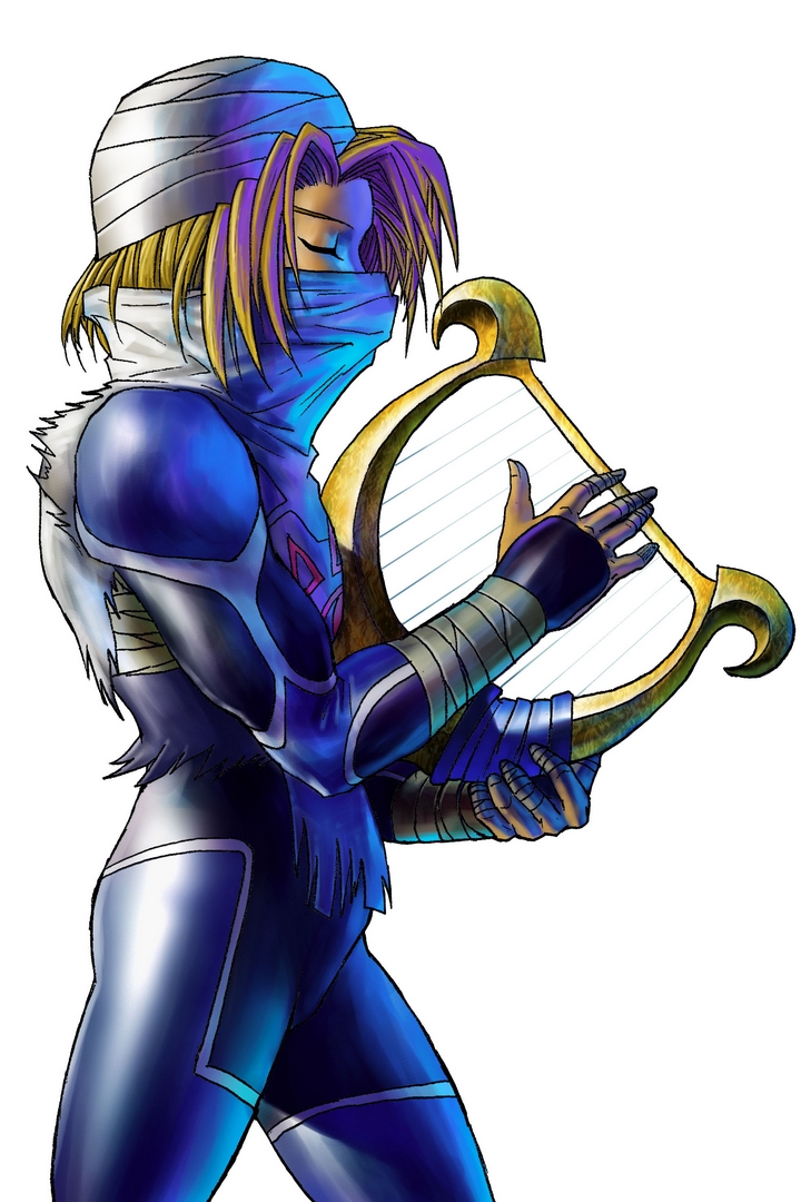 Sheik jouant de la lyre (Artwork - Personnages - Ocarina of Time)