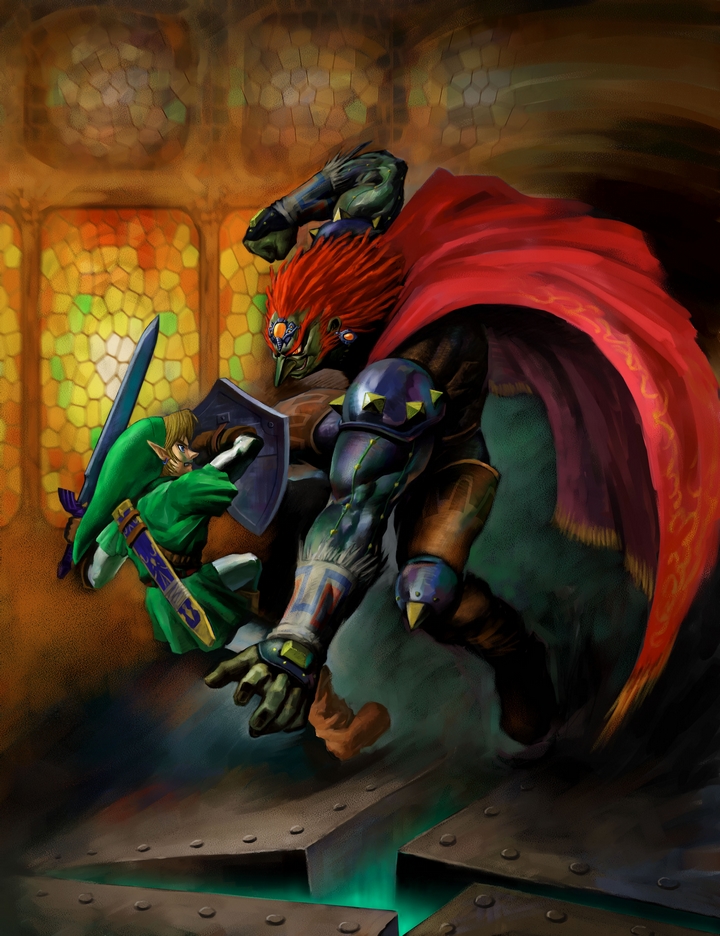 Link affrontant Ganondorf (Artwork - Illustrations - Ocarina of Time)