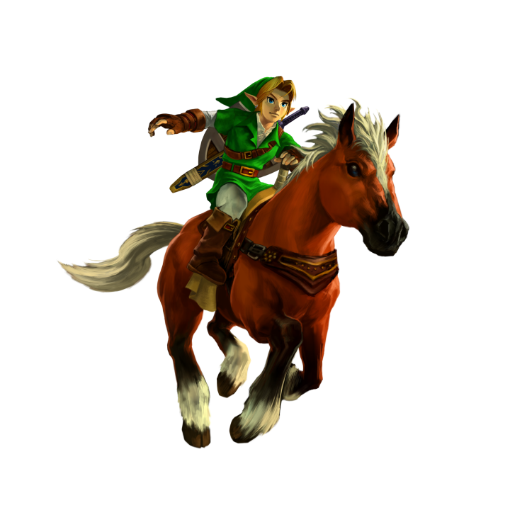 Link chevauchant épona, version 3DS (Artwork - Personnages - Ocarina of Time)
